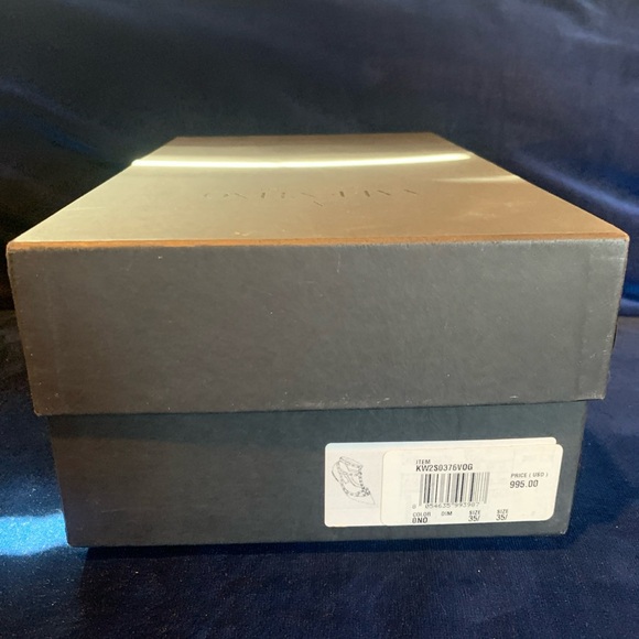 VALENTINO GARAVANI Gunmetal Rockstud Caged Flats Noir leather Flat Size 35 NIB - Picture 8 of 9